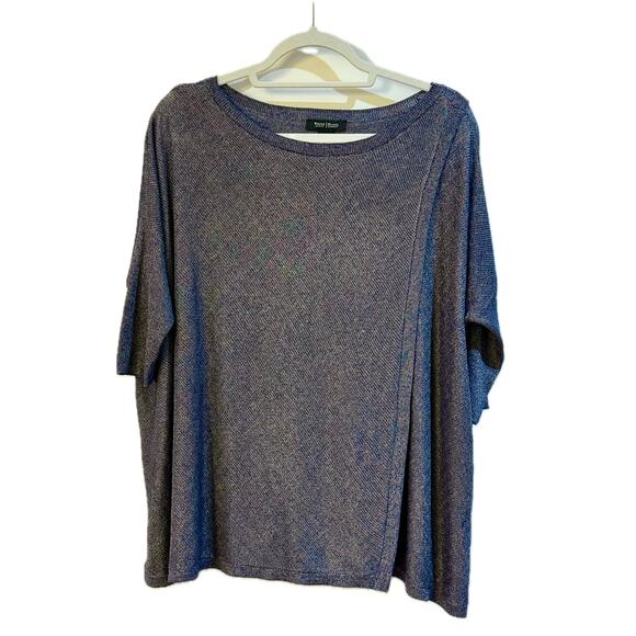 WHBM Boxy Layer Navy Shimmer Pullover Poncho Sweater Size XS (Runs Large)πβ¨π - Picture 7 of 16